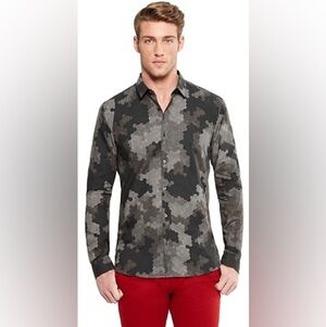 Hugo Boss Slim Fit Camo Print Button Down Shirt Size XL